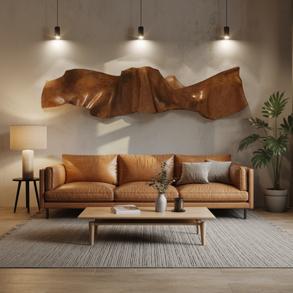 Organic Modern Wall Sculpture Abstract Carved Art Panel For Living Room And Reception