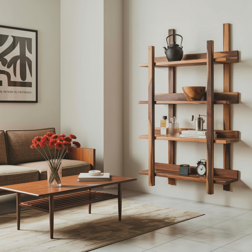 Modern Wall Mounted Shelf Minimalist Floating Book Rack For Bedroom And Living Room