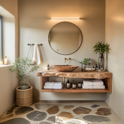 Rustic Solid Wood Vanity For Cozy Bathroom Furniture Decor