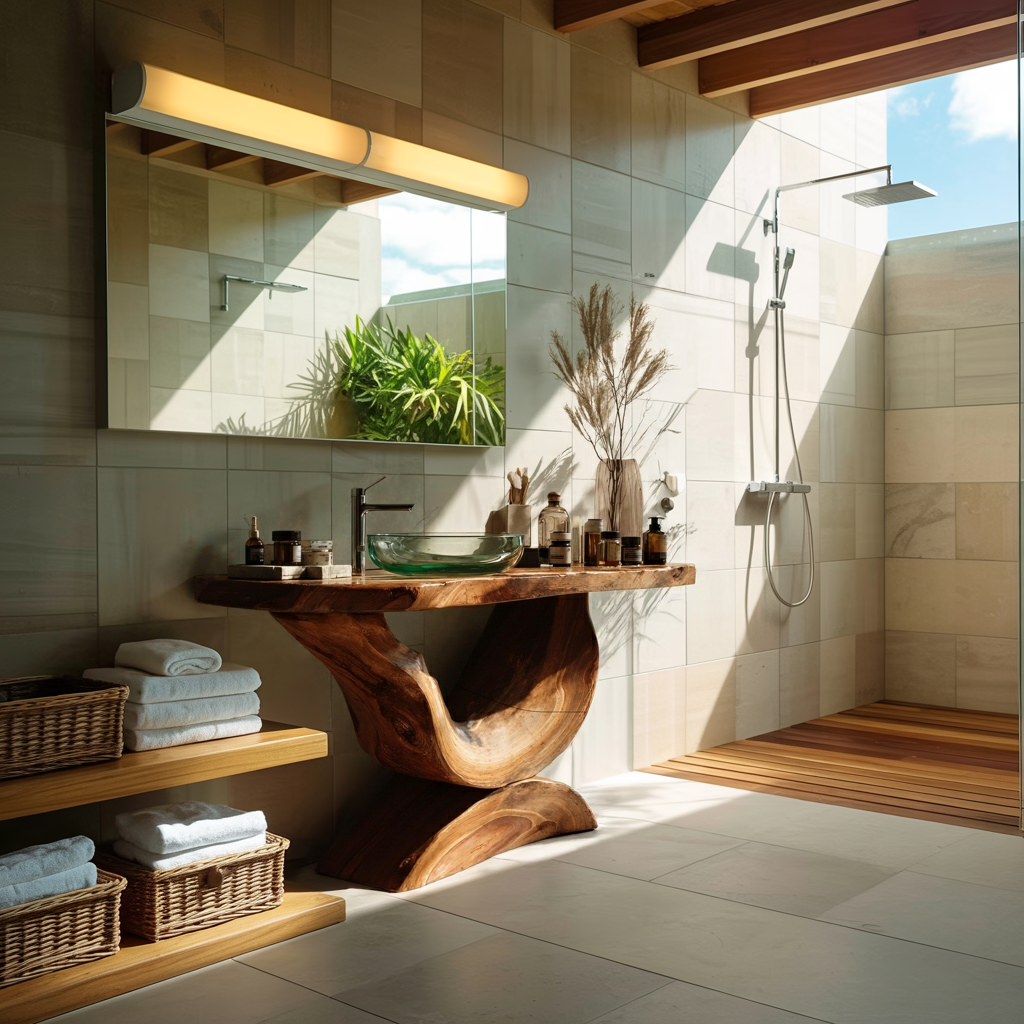 Mid Century Solid Wood Vanity For Bathroom Furniture