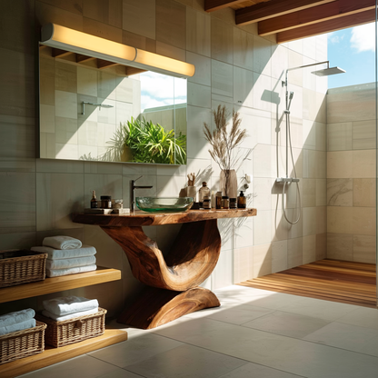 Mid Century Solid Wood Vanity For Bathroom Furniture