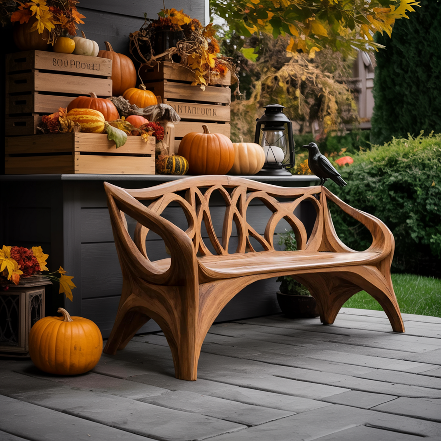 Mid Century Wooden Bench For Outdoor Furniture And Patio Decor