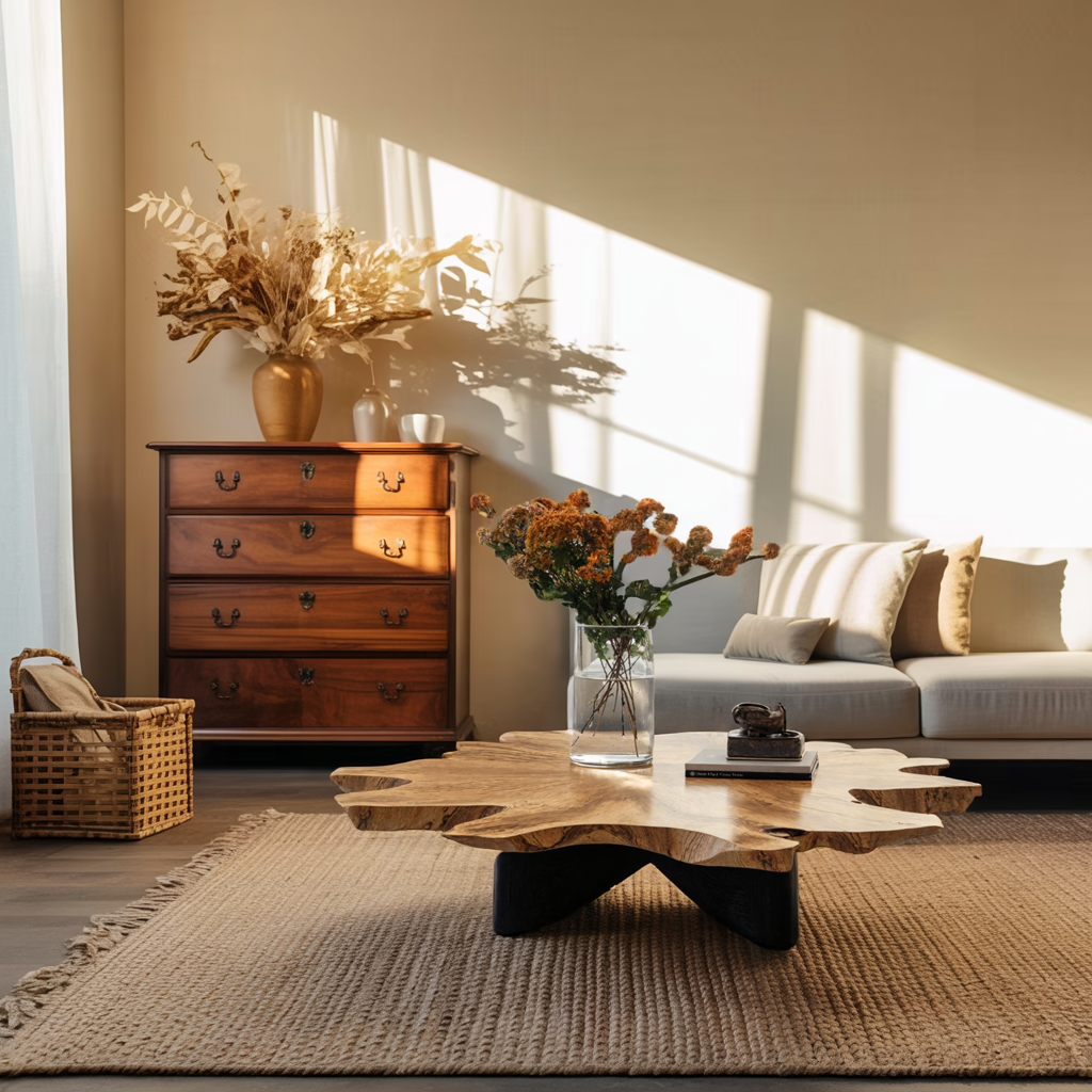 Farmhouse Solid Wood Table For Cozy Living Room