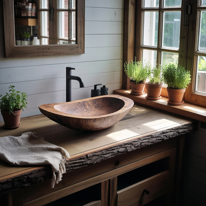 Solid Wood Sink For Bathroom Vanity Rustic Farmhouse Style