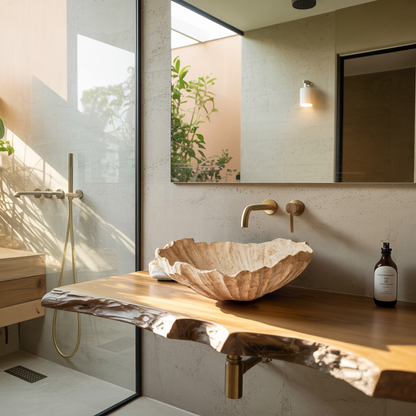 Wooden Vessel Sink Handcrafted Rustic For Furniture Decor