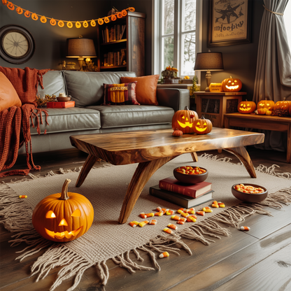 Handcrafted Wooden Live Edge Coffee Table Livingroom Decor Ghost Vibes