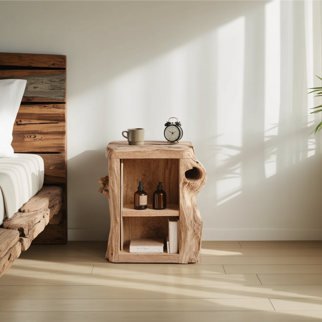 Handcrafted Live Edge Nightstand For Elegant Bedroom