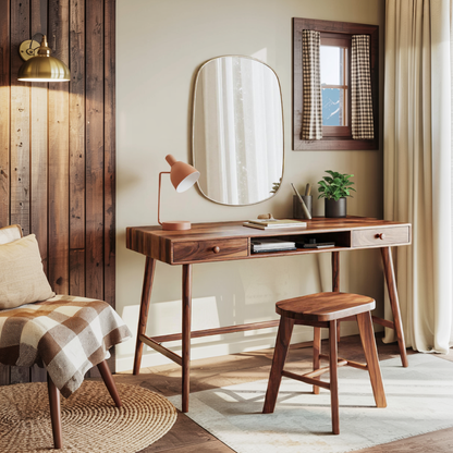 Mid Century Desk With Drawer For Home Office And Workspace