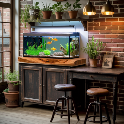 Cozy Living Room Rustic Floating Shelf For Aquarium