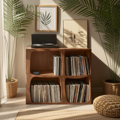 Mid Century Live Edge Record Stand Modern Living Room