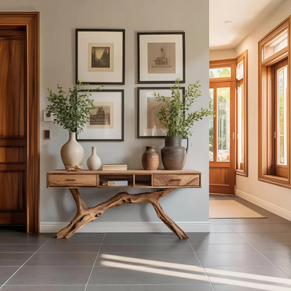 Rustic Live Edge Entryway Table For Entryway Design Warm Welcome