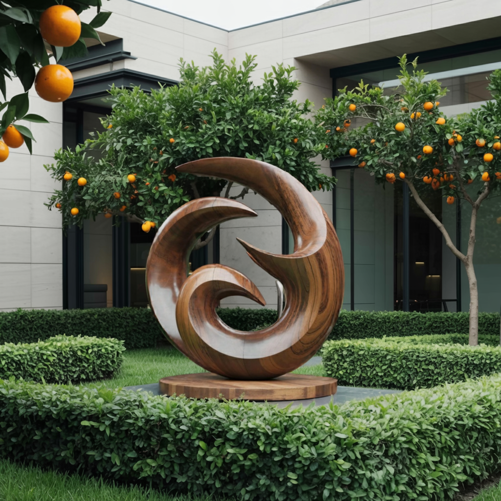 Farmhouse Abstract Wooden Sculpture For Living Room