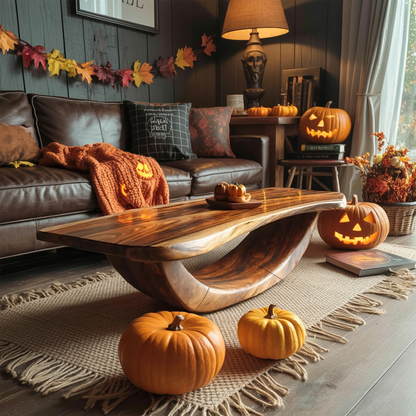 Farmhouse Wooden Live Edge Coffee Table Livingroom Decor Haunted Look