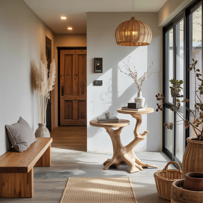 Handcrafted Round End Table Living Room Decor