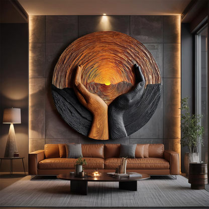 Handcrafted Wooden Wall Art Sculpture For Living Room Furniture