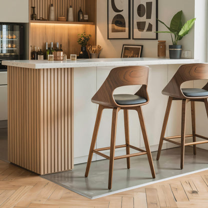 Mid Century Modern Bar Stool with Backrest For Kitchen Home Bar