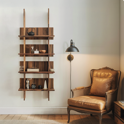 Minimalist Wall Mounted Bookshelf With Back Panel Storage Rack For Living Room And Office