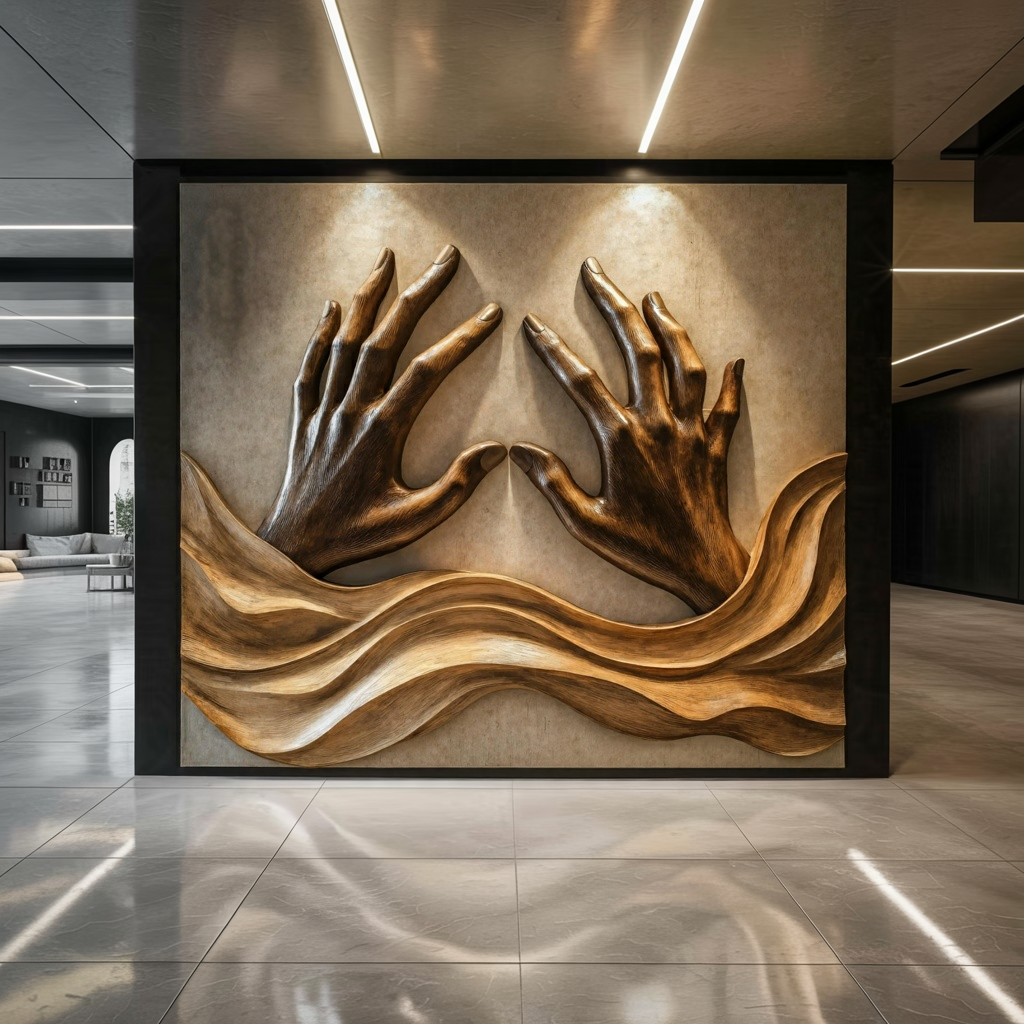 Handcrafted Wood Wall Sculpture For Living Room