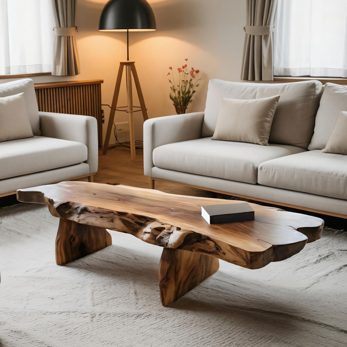 Live Edge Coffee Table With Organic Slab For Living Room And Interior