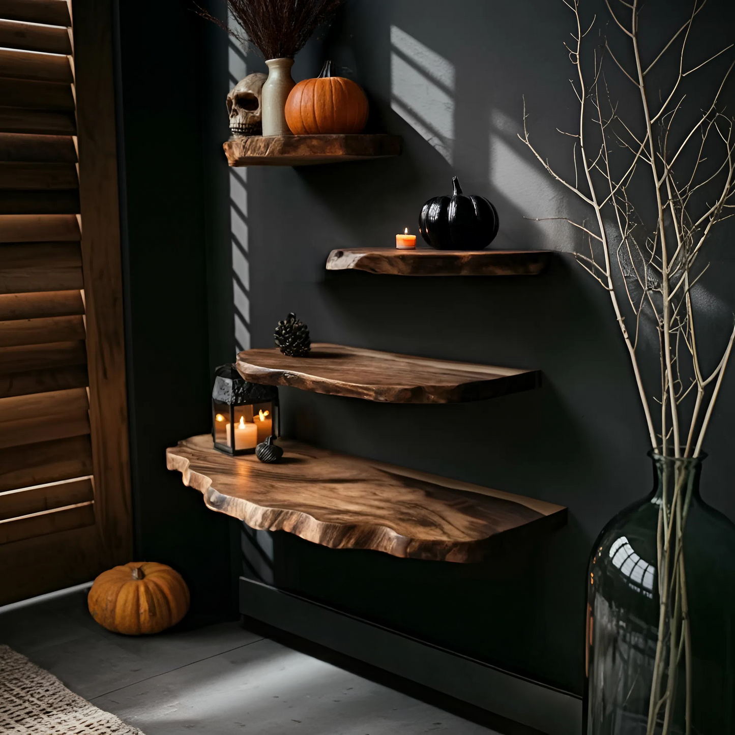 Mid Century Solid Wood Shelf For Bedroom Halloween Decor And Storage Space