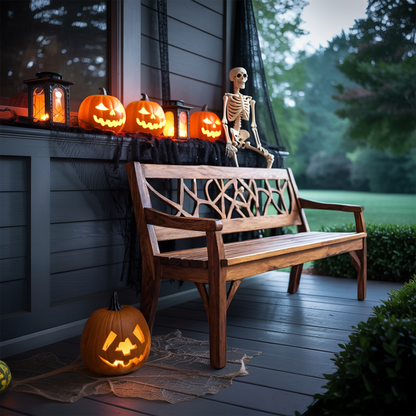 Rustic Solid Wood Halloween Bench For Spooky Outdoor Home Decor
