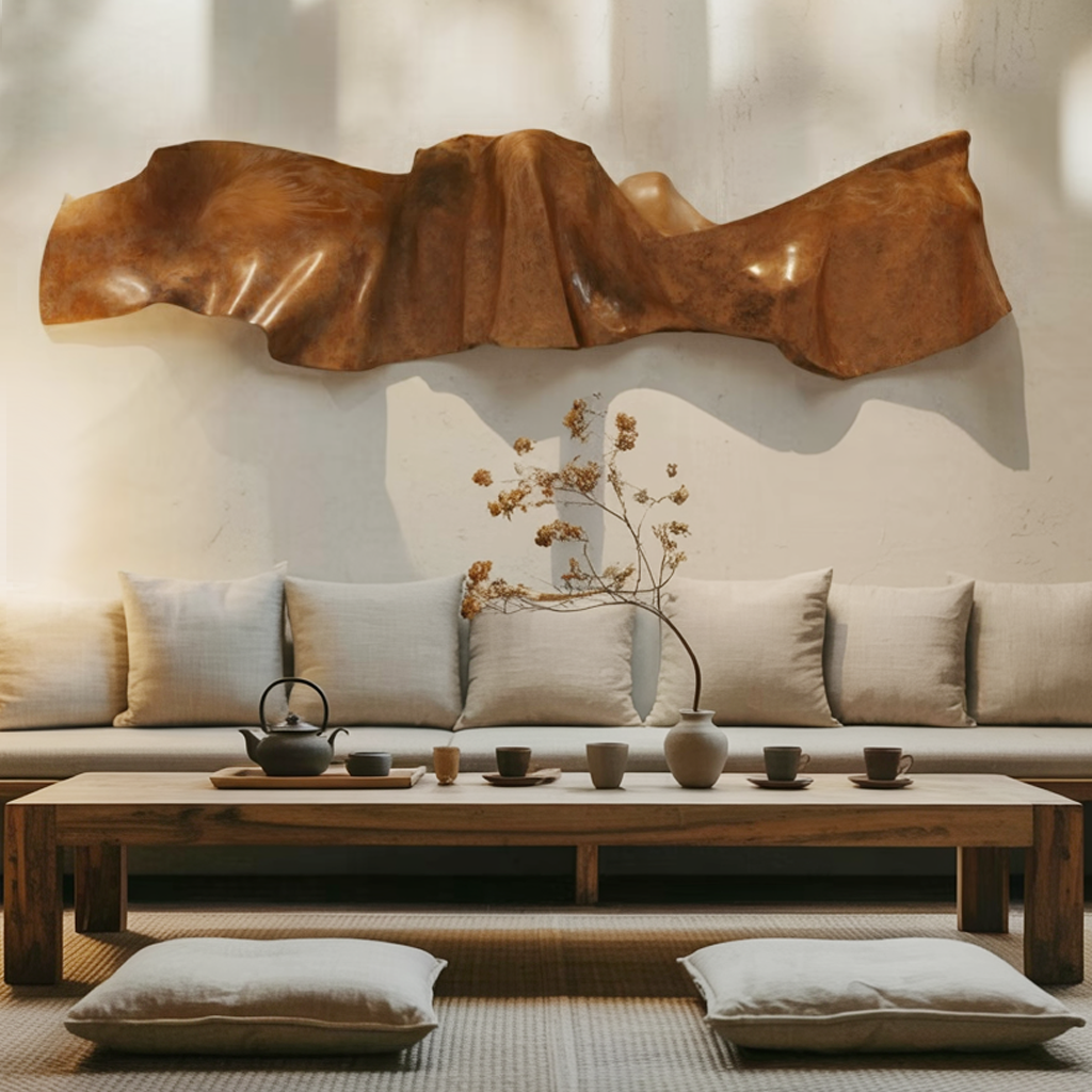 Organic Modern Wall Sculpture Abstract Carved Art Panel For Living Room And Reception