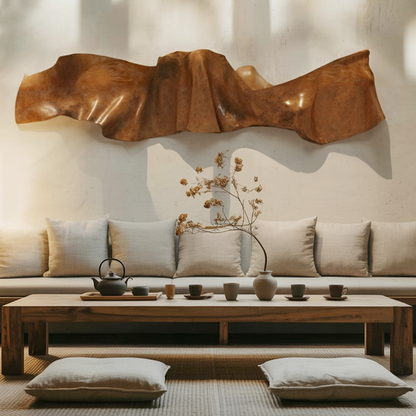 Organic Modern Wall Sculpture Abstract Carved Art Panel For Living Room And Reception