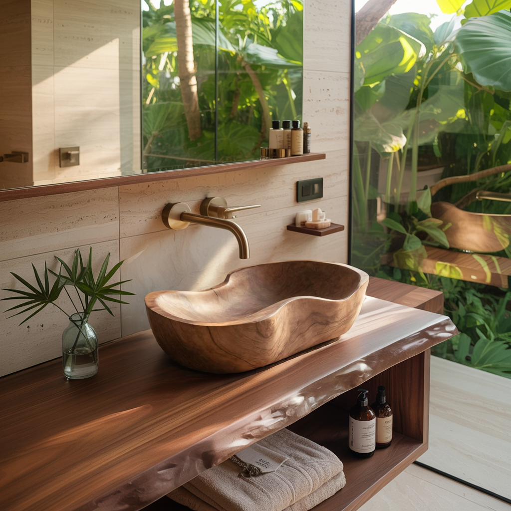 Farmhouse Wood Wash Basin Natural Style For Bathroom
