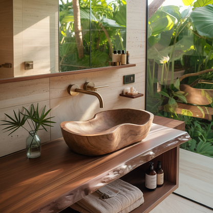 Farmhouse Wood Wash Basin Natural Style For Bathroom