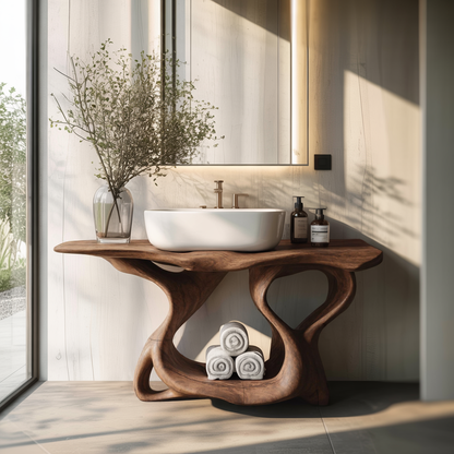 Rustic Solid Wood Vanity For Bathroom Furniture Decor