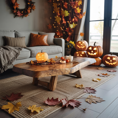 Mid Century Wooden Live Edge Coffee Table For Living Room Haunted Decor