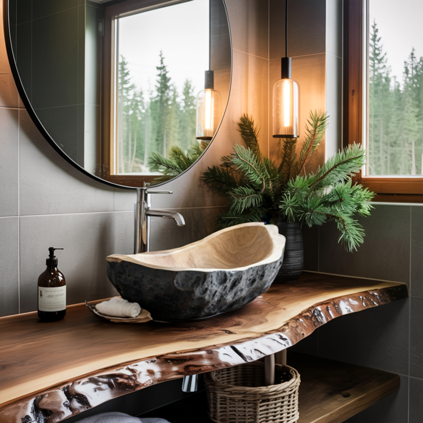 Rustic Solid Wood Sink For Elegant Bathroom