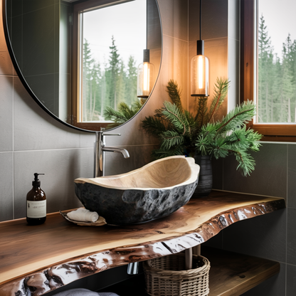 Rustic Solid Wood Sink For Elegant Bathroom
