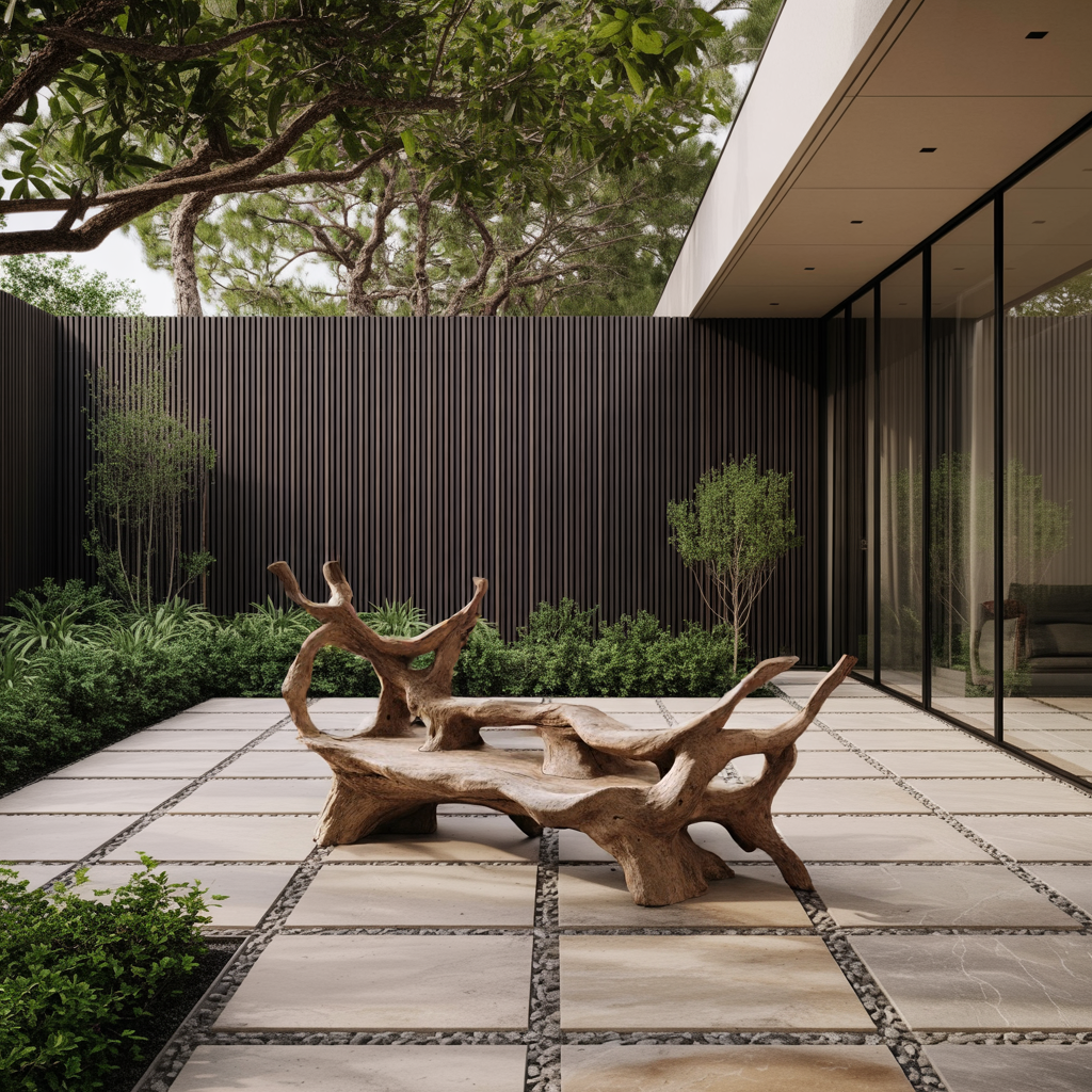 Mid Century Branch Bench For Retro Patio Ambiances