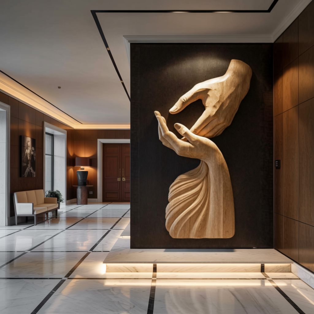 Mid Century 3D Wood Wall Art For Living Room Accent Decor