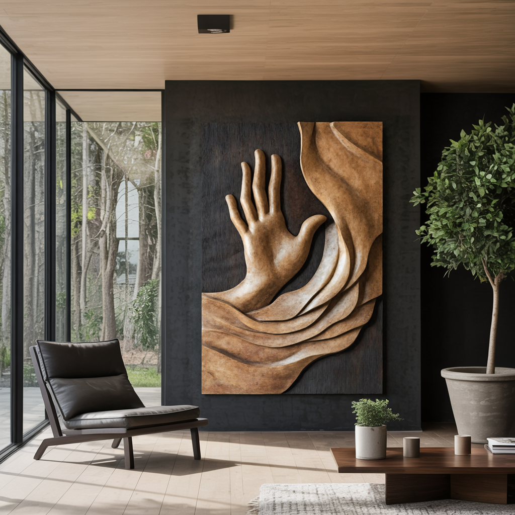 Handcrafted Wood Wall Sculpture For Entryway Aesthetic