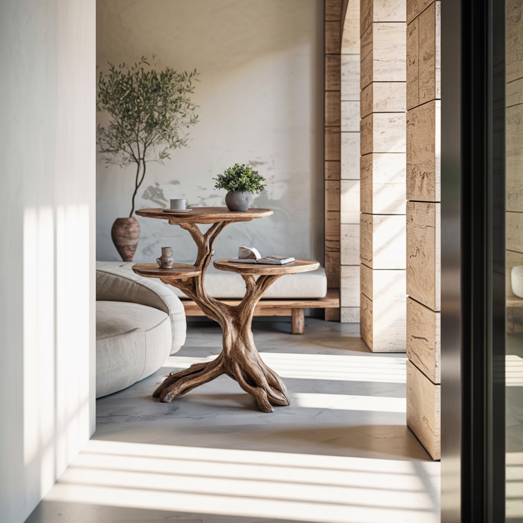 Farmhouse Solid Wood End Table For Living Room Space