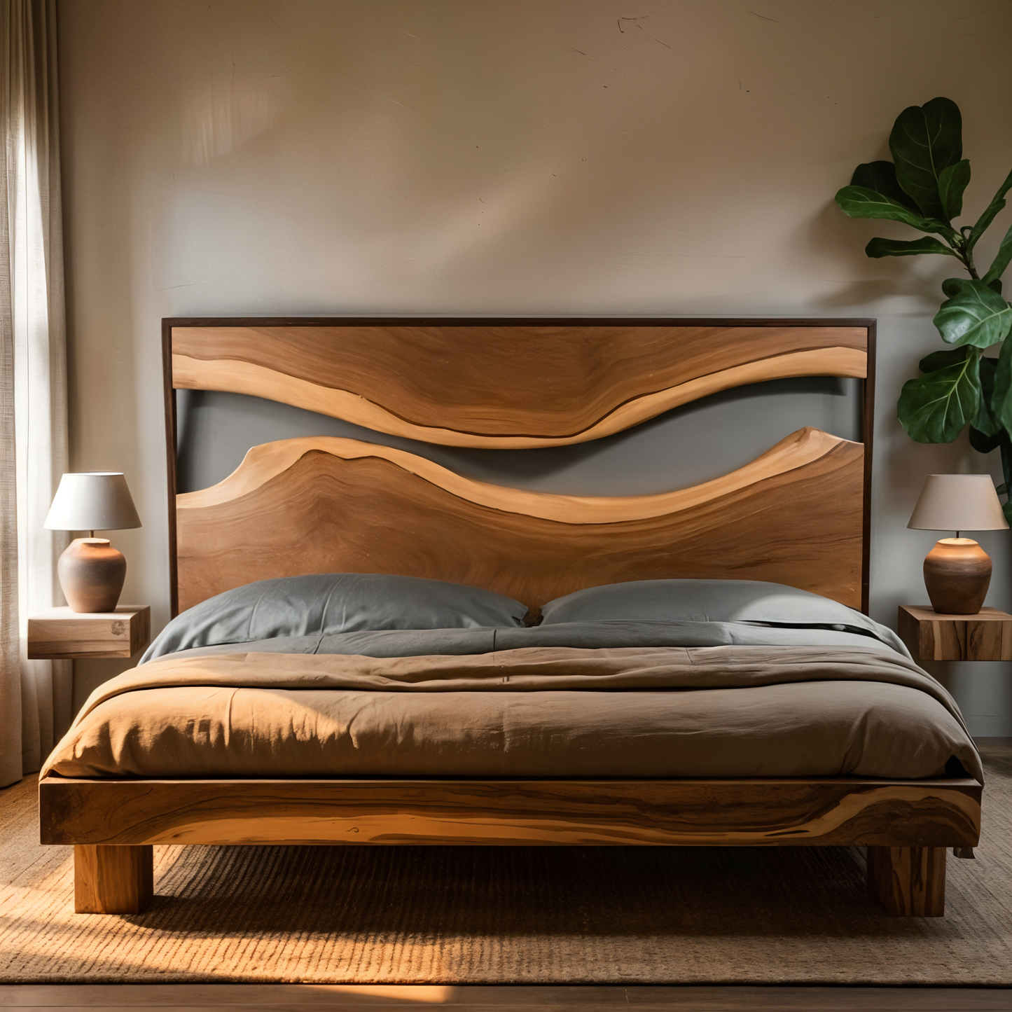 Artistic Live Edge Headboard For Bedroom Centerpiece
