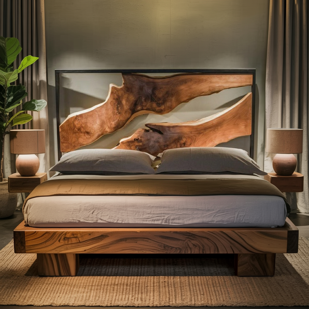 Artistic Live Edge Headboard For Bedroom Centerpiece