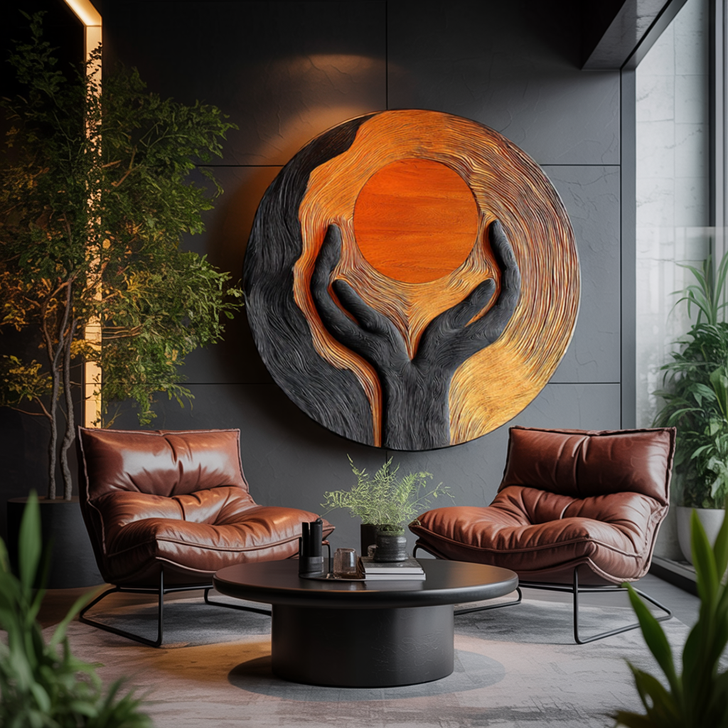 Handcrafted Wooden Wall Art Sculpture For Furniture Decoration