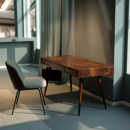 Mid Century Modern Writing Desk With Drawers For Home Office