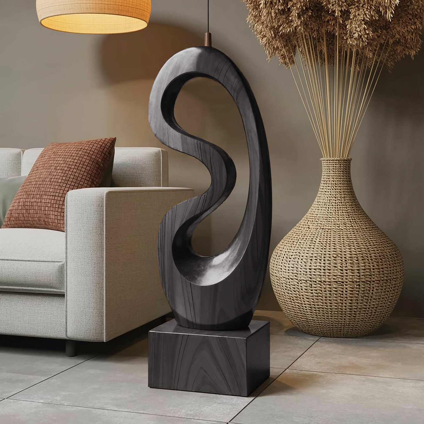 Rustic Solid Wood Abstract Statue For Interior Design