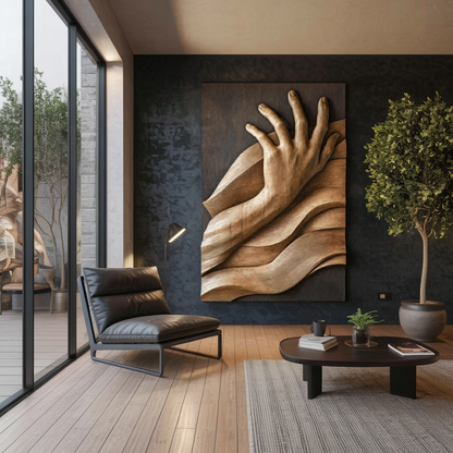 Mid Century Large Sculpture Wall For Bedroom Wall Decor