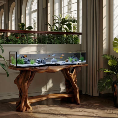 Elegant Coffee Table With Built-in Aquarium Design
