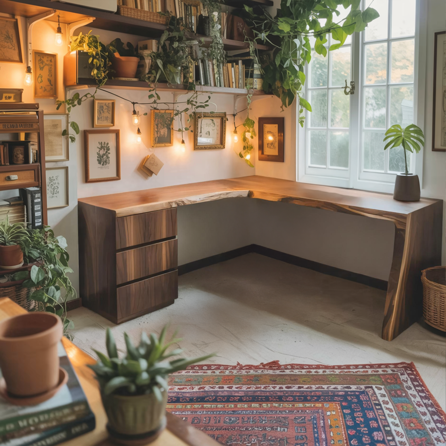 Modern Live Edge L Shaped Desk For Minimalist Home Office