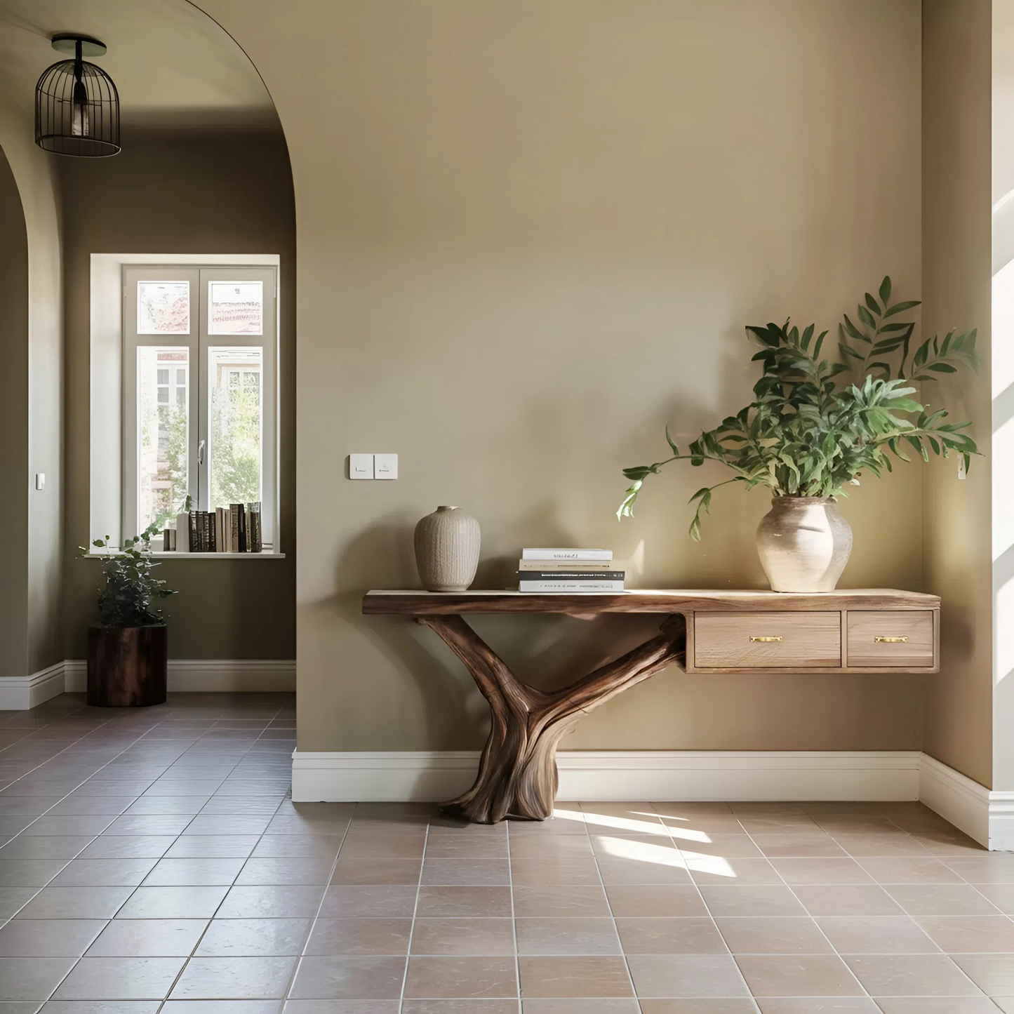 Farmhouse Wooden Console Table For Rustic Bedroom