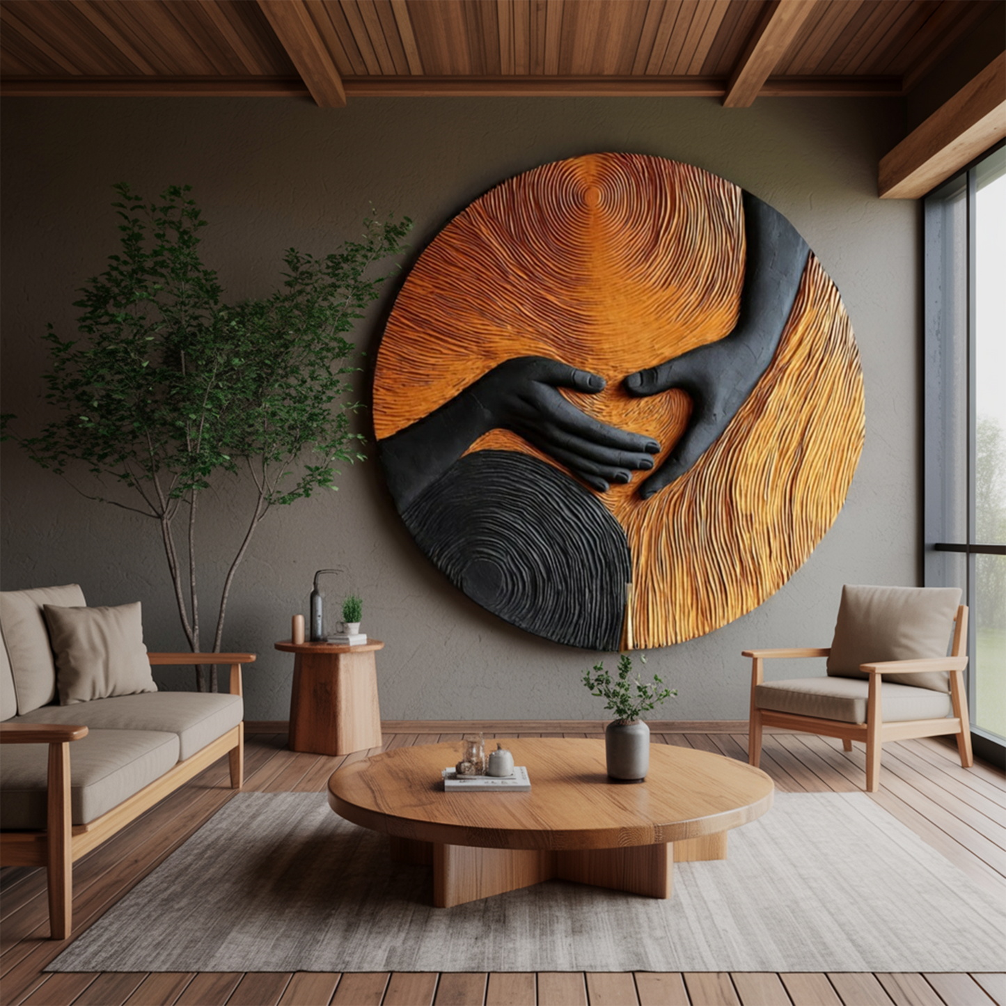 Mid Century Wooden Wall Art Sculpture For Home Furniture Decor