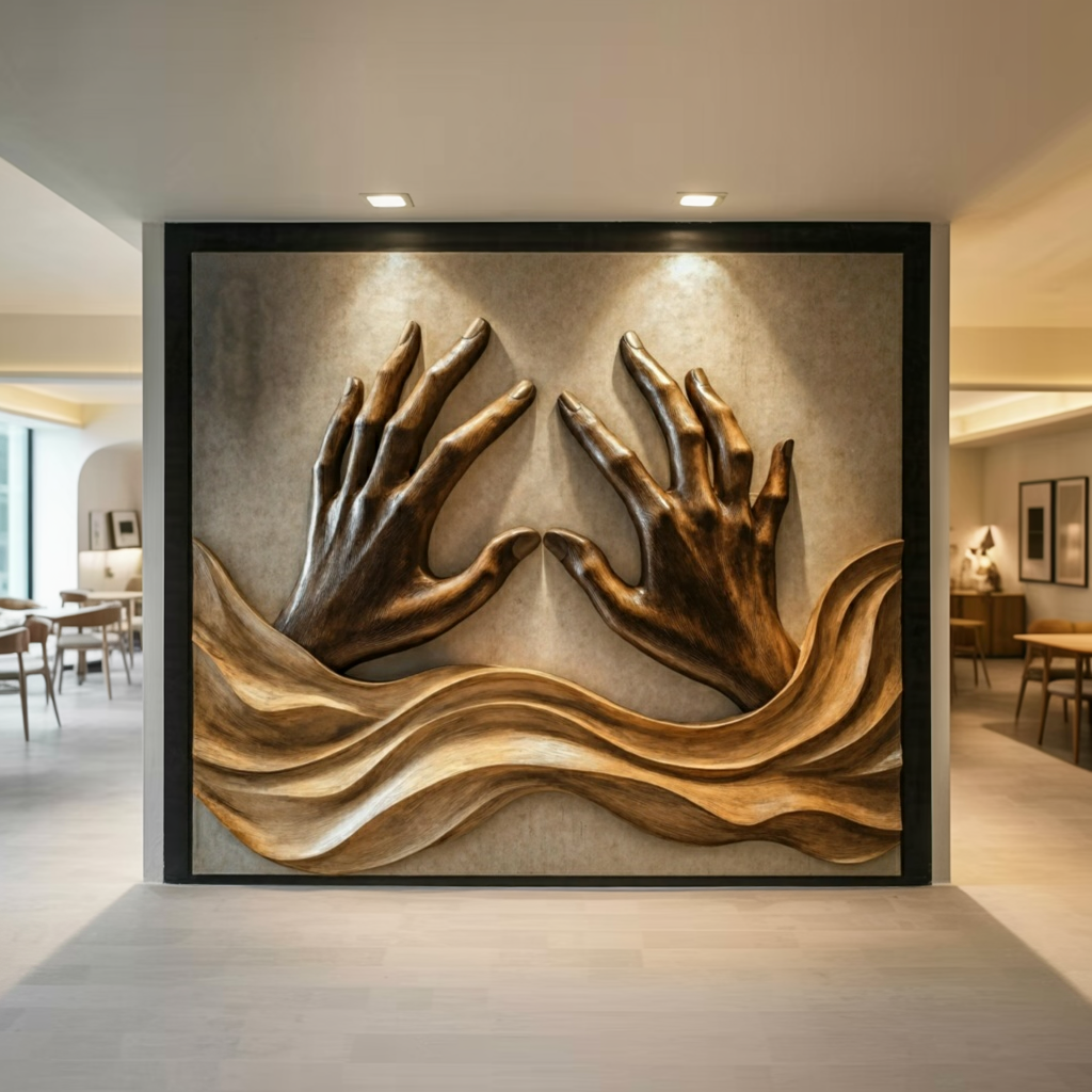 Handcrafted Wood Wall Sculpture For Living Room