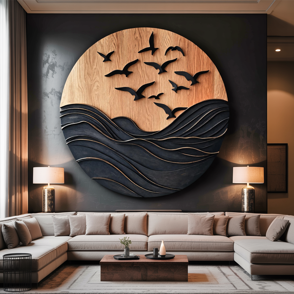 Rustic Large Sculpture Wall For Furniture Decor Style