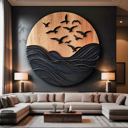 Rustic Large Sculpture Wall For Furniture Decor Style